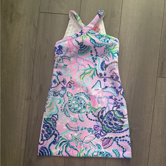 Lilly Pulitzer Girls Sleeveless White Ocean Themed Pastel Preppy Dress - 10 - Picture 5 of 7